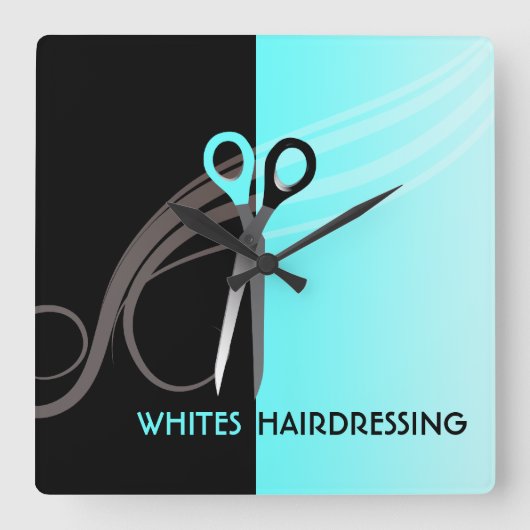 Friseuruhr Quadratische Wanduhr (Vorderseite)