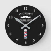 Friseurwerksteluhr für Herrenhaarsalon Runde Wanduhr (Vorderseite)