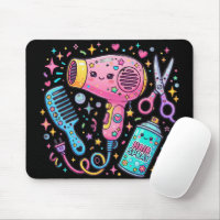 Friseurwerkzeuge im Kawaii-Kunststil