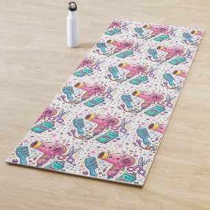 Friseurwerkzeuge im Kawaii-Kunststil Yogamatte