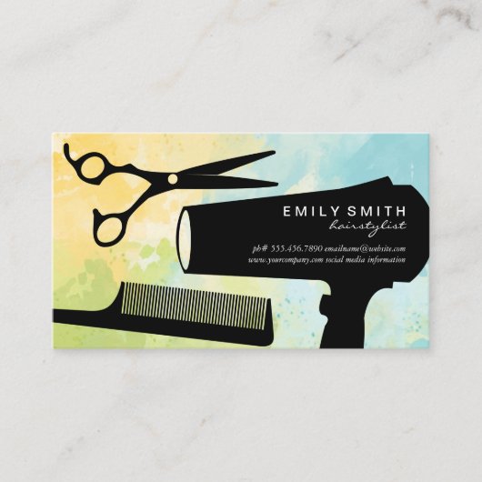 Friseurwerkzeuge | Wasserfarbe Künstlerisch Terminkarte (Vorderseite)