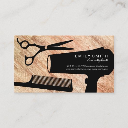 Friseurwerkzeuge | Wood Appt Terminkarte (Vorderseite)