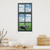 Frisian Holstein Cows Farm Imitats Window View Pos Poster (Küche)