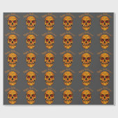 Frisierender Halloweenschädel mit roten Augen Geschenkpapier (Flach)
