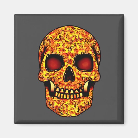 Frisierender Halloweenschädel mit roten Augen Magnet (Vorne)
