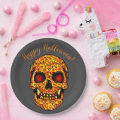 Frisierender Halloweenschädel mit roten Augen Pappteller (Party)