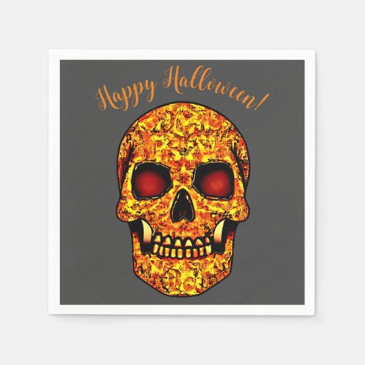 Frisierender Halloweenschädel mit roten Augen Serviette (Vorderseite)