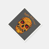 Frisierender Halloweenschädel mit roten Augen Serviette (Ecke)