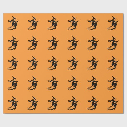 Frisierpapier mit Hexe auf Besen Geschenkpapier (Flach)
