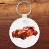 frisierte Auto der 1930er Jahre mit "Flammen"-Lack Schlüsselanhänger (Vorderseite)