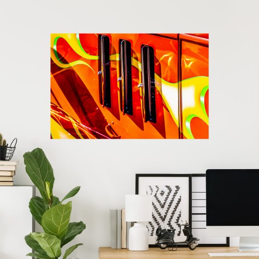 Frisierte Auto Flames Poster (Heimbüro)