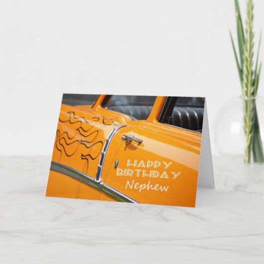Frisierte Auto, glücklich zum Geburtstag Nephew. Karte (Vorderseite)