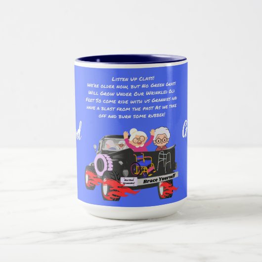Frisierte Auto Grannies Zwei-Tone-Blue-Kaffee-Tass Tasse (Zentrum)