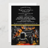 Frisierte Auto Party Feuer Hochzeit Einladung (Vorne/Hinten)