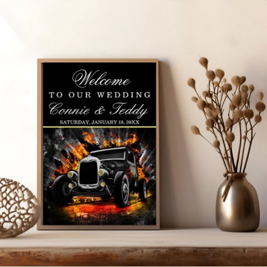 Frisierte Auto Party Feuer Hochzeit Schildkröte Poster