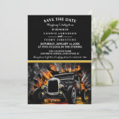 Frisierte Auto-Party-Hochzeit speichern Sie das Da Save The Date (Stehend Vorderseite)
