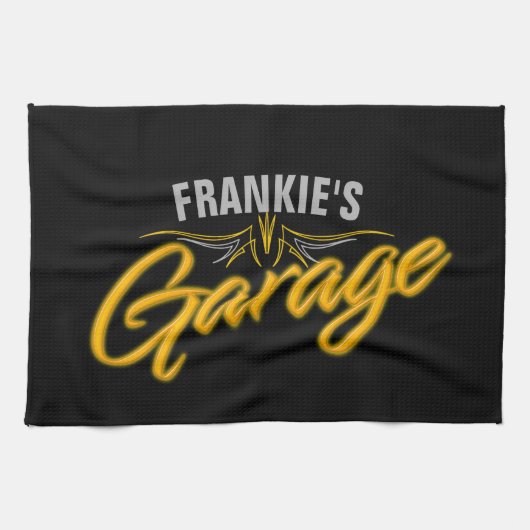 Frisierte Auto Pinstripes Retro Neon Biker Custom Geschirrtuch (Horizontal)