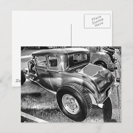 frisierte Auto Postkarte (Vorne/Hinten)