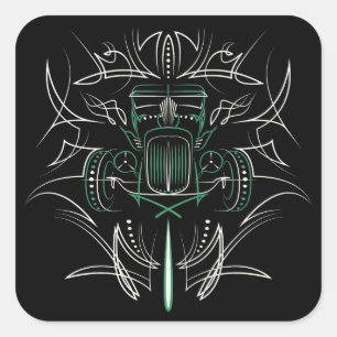 Frisierte Auto Quadratischer Aufkleber