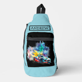 Frisierte Auto Race Car, Checked Banner - Personal Crossbody Bag