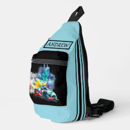Frisierte Auto Race Car, Checked Banner - Personal Crossbody Bag