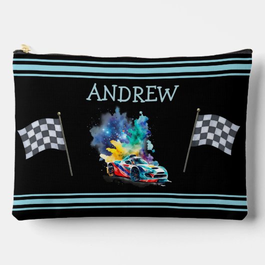 Frisierte Auto Race Car - Personalisiert Zubehörtasche (Vorderseite)
