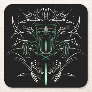 Frisierte Auto Rechteckiger Pappuntersetzer