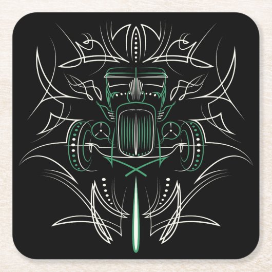 Frisierte Auto Rechteckiger Pappuntersetzer (Vorderseite)