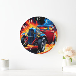 Frisierte Auto-Rennen in der Abenddämmerung Große Wanduhr