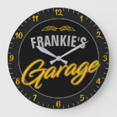 Frisierte Auto Retro Neon Style Biker Custom Garag Große Wanduhr (Vorderseite)