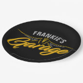 Frisierte Auto Retro Pinstripes Biker Custom Garag Pappteller (Schrägansicht)