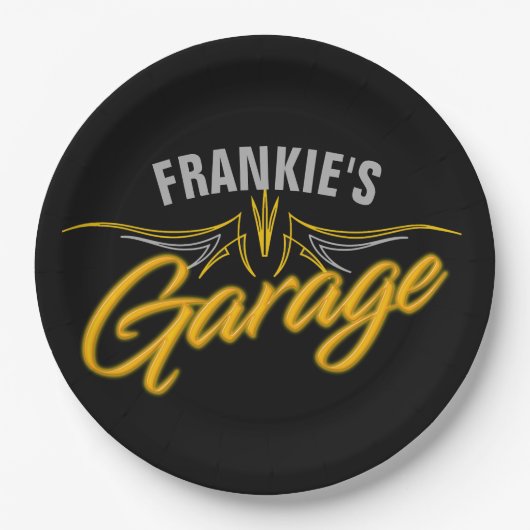 Frisierte Auto Retro Pinstripes Biker Custom Garag Pappteller (Vorderseite)