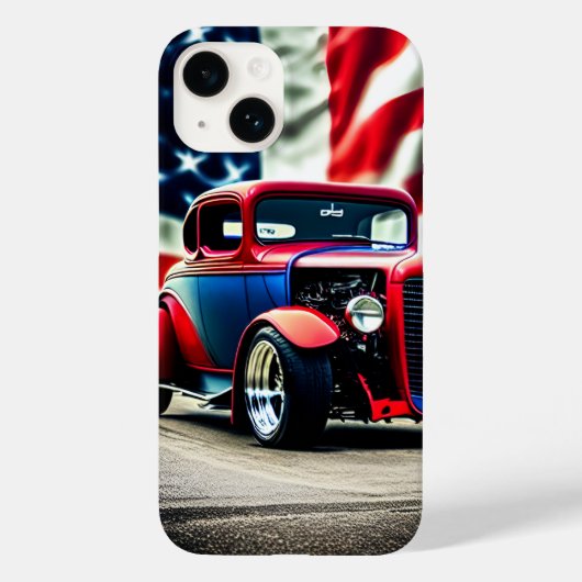 Frisierte Auto und amerikanische Flagge Case-Mate iPhone Hülle (Rückseite)