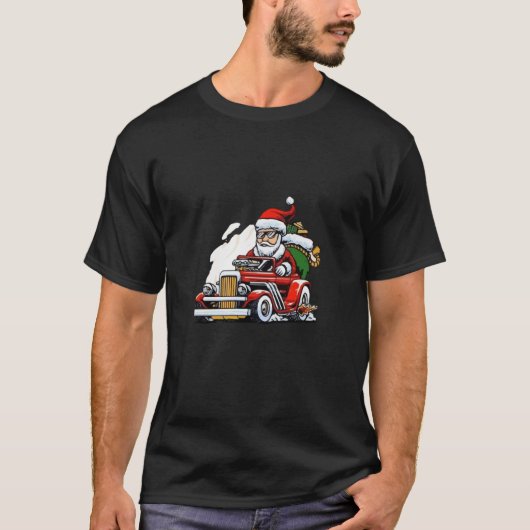 Frisierte Auto Weihnachten Weihnachtsmann Illustra T-Shirt (Vorderseite)