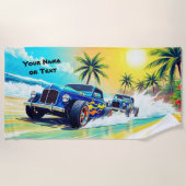 Frisierte Autos auf dem Surf Beach Car Lover Beach Strandtuch (Vorderseite)