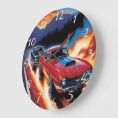 Frisierte Autos bei Sonnenuntergang Große Wanduhr (Winkel)