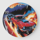 Frisierte Autos bei Sonnenuntergang Große Wanduhr (Vorderseite)