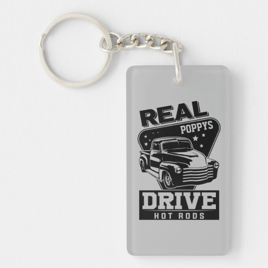 Frisierte Autos für Großvater-Pop hinzufügen Schlüsselanhänger (Vorderseite)