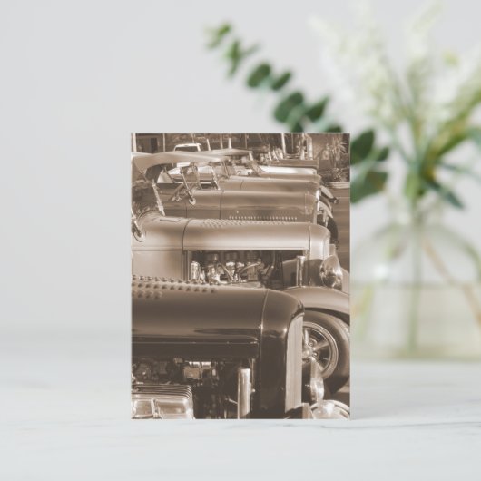 frisierte Autos Postkarte (Stehend Vorderseite)