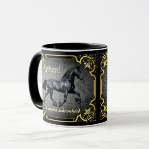 Frisisches Pferd/De zwarte schoonheid/gold/schwarz Tasse