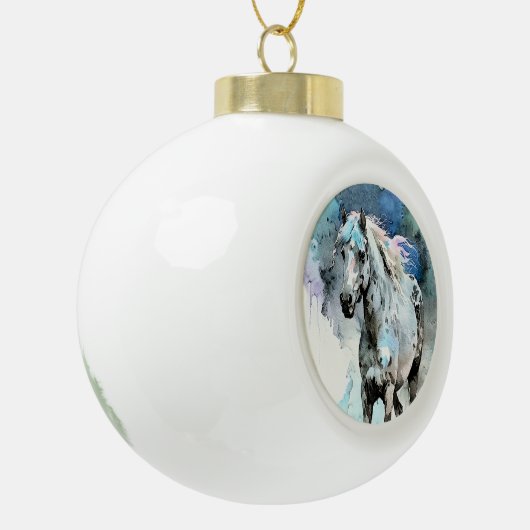 Frisky Appaloosa Mare Watercolour Keramik Kugel-Ornament (Links)