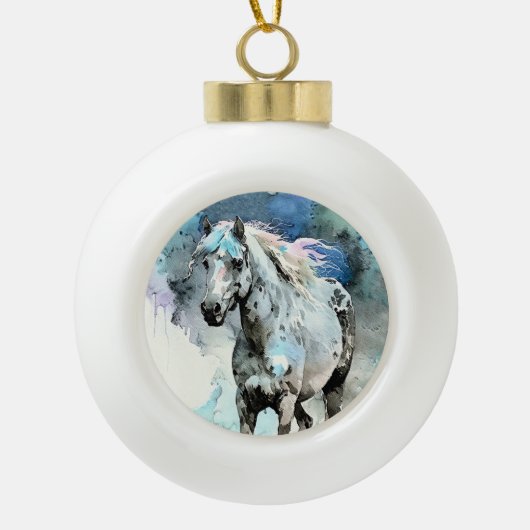Frisky Appaloosa Mare Watercolour Keramik Kugel-Ornament (Vorderseite)