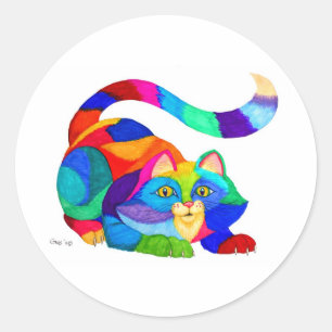 Frisky Cat Runder Aufkleber