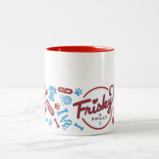 Frisky in Philly: Collagen-Entwurfs-Kaffee-Tasse Zweifarbige Tasse