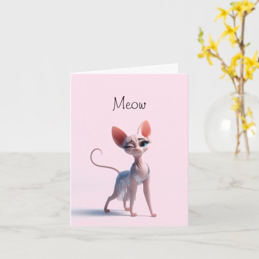 Frisky Kitty Cat Karte (Gelbe Blume)