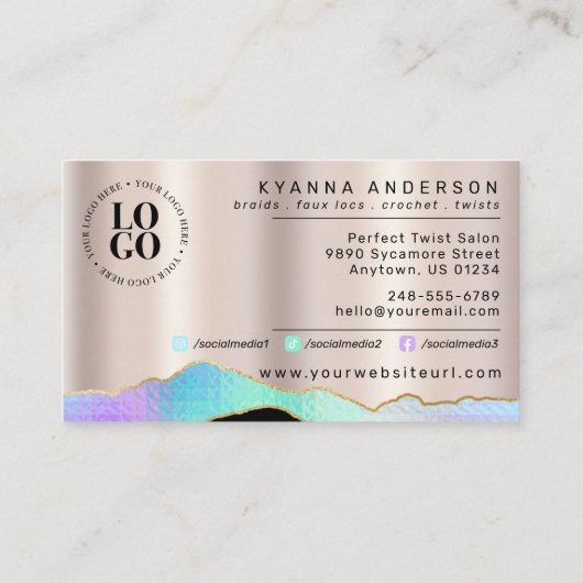 Frisör, Stylist, Hirngespinst, Hübsche Bronze Visitenkarte (Rückseite)