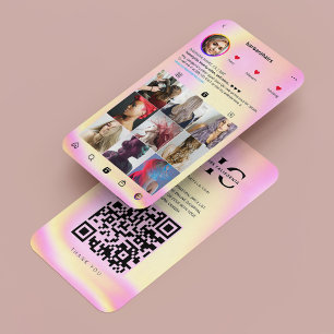 Frisör Stylist Therapeut Gelb Pink IG  Visitenkarte