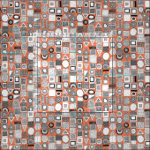 frisson memphis Schwarz-weiß orange Stoff (Kachel)