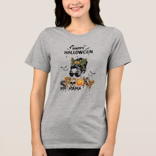 Frisur-Bun Frohes Halloween Gruselige Mama Tri-Blend Shirt