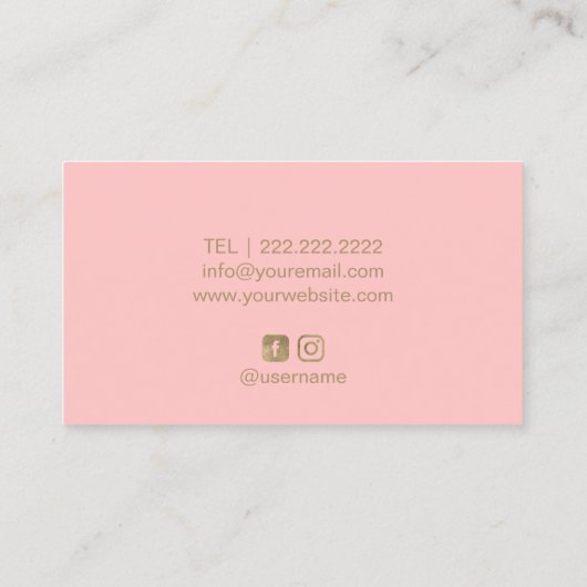 Frisur & Eyelash Extensions Salon Blush Pink & Gol Visitenkarte (Rückseite)